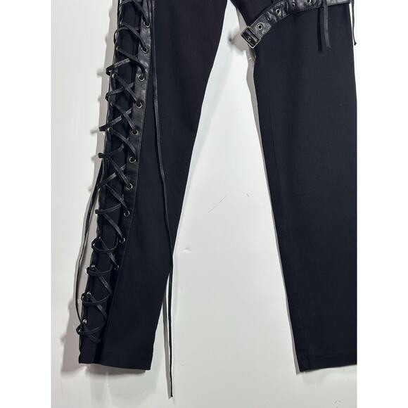 NWT Devil Fashion Mens Goth Punk Biker Grunge Side Lacing Size Small Jeans Black - Picture 7 of 16